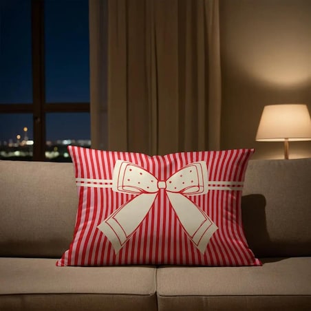 Poduszka świąteczna - Kokarda - czerwona 40x60 cm
