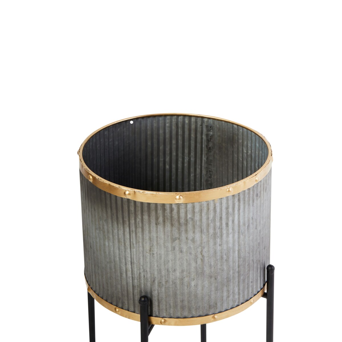 Doniczka na nóżkach FEUILLE Metal 26 cm Szary