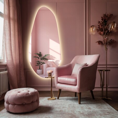 Lustro organiczne do toaletki z podświetleniem - JASPIS LED