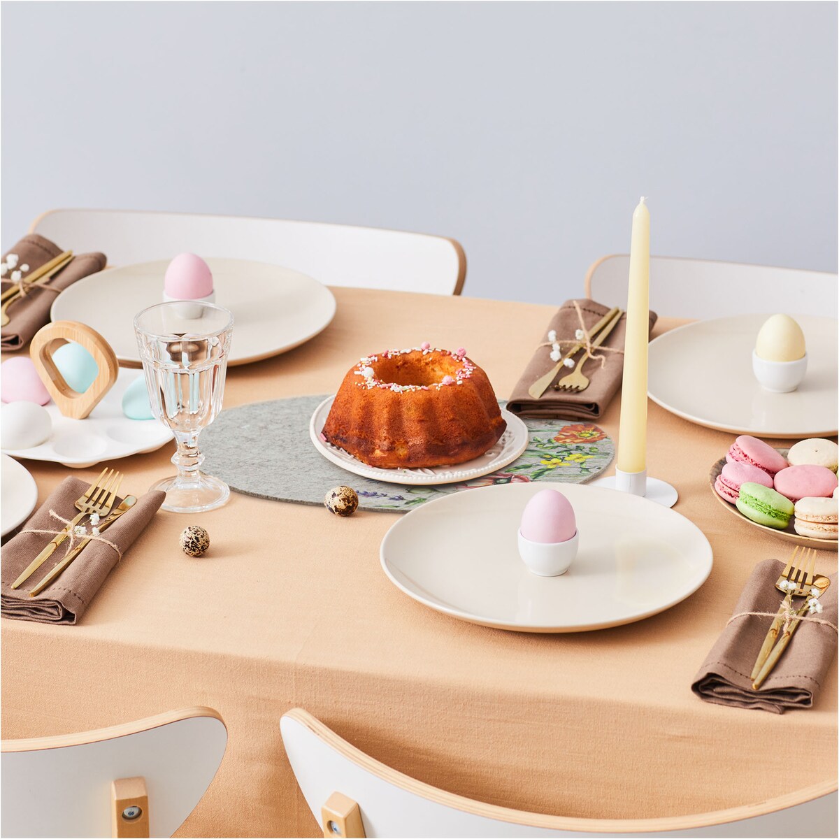 Podkładka Filcowa Wielkanocna Pisanka Na Stół Dekoracyjna Ozdobna Kwiaty Jasnoszara 40X31,5 Cm