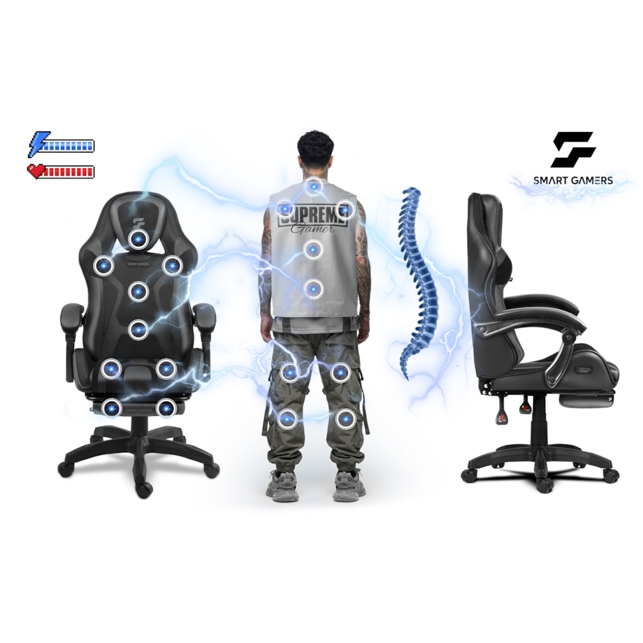 Fotel gamingowy obrotowy dla gracza podnóżek Sofotel Specter czarny