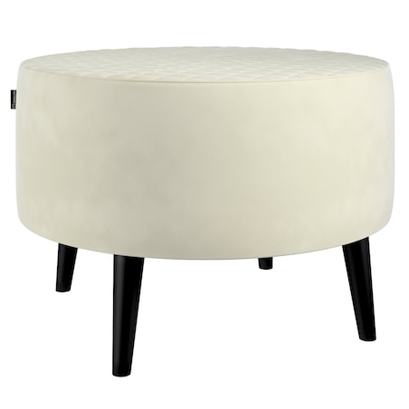 Podnóżek okrągły pikowany, śmietankowa biel, Ø60 x 40 cm, Velvet