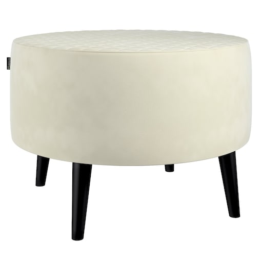 Podnóżek okrągły pikowany, śmietankowa biel, Ø60 x 40 cm, Velvet