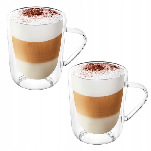 Szklanki termiczne szkło do kawy herbaty napoje 300 ml 2 szt prezent KUBEK