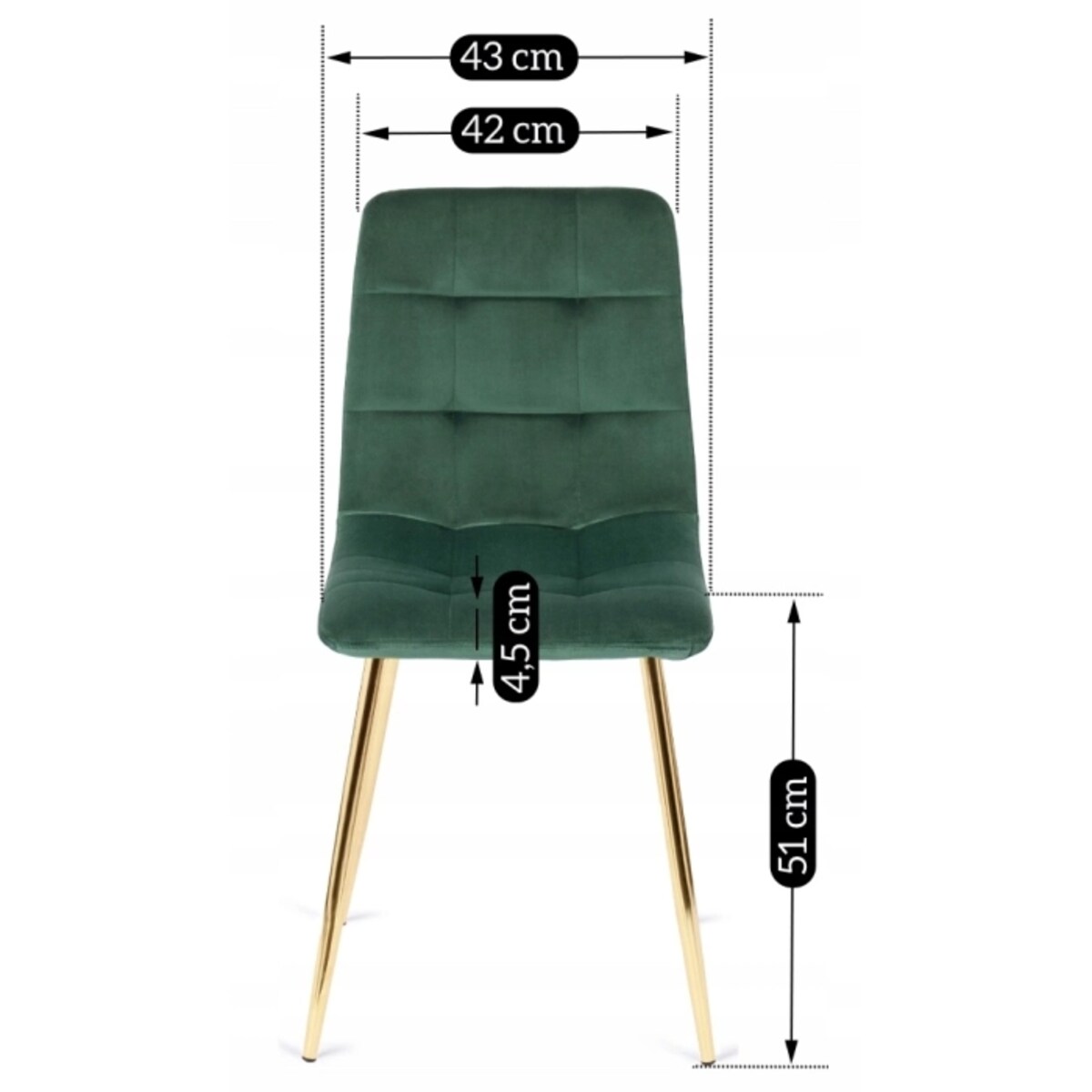 Krzesło Tapicerowane Welurowe Do Salonu Zielone YORK