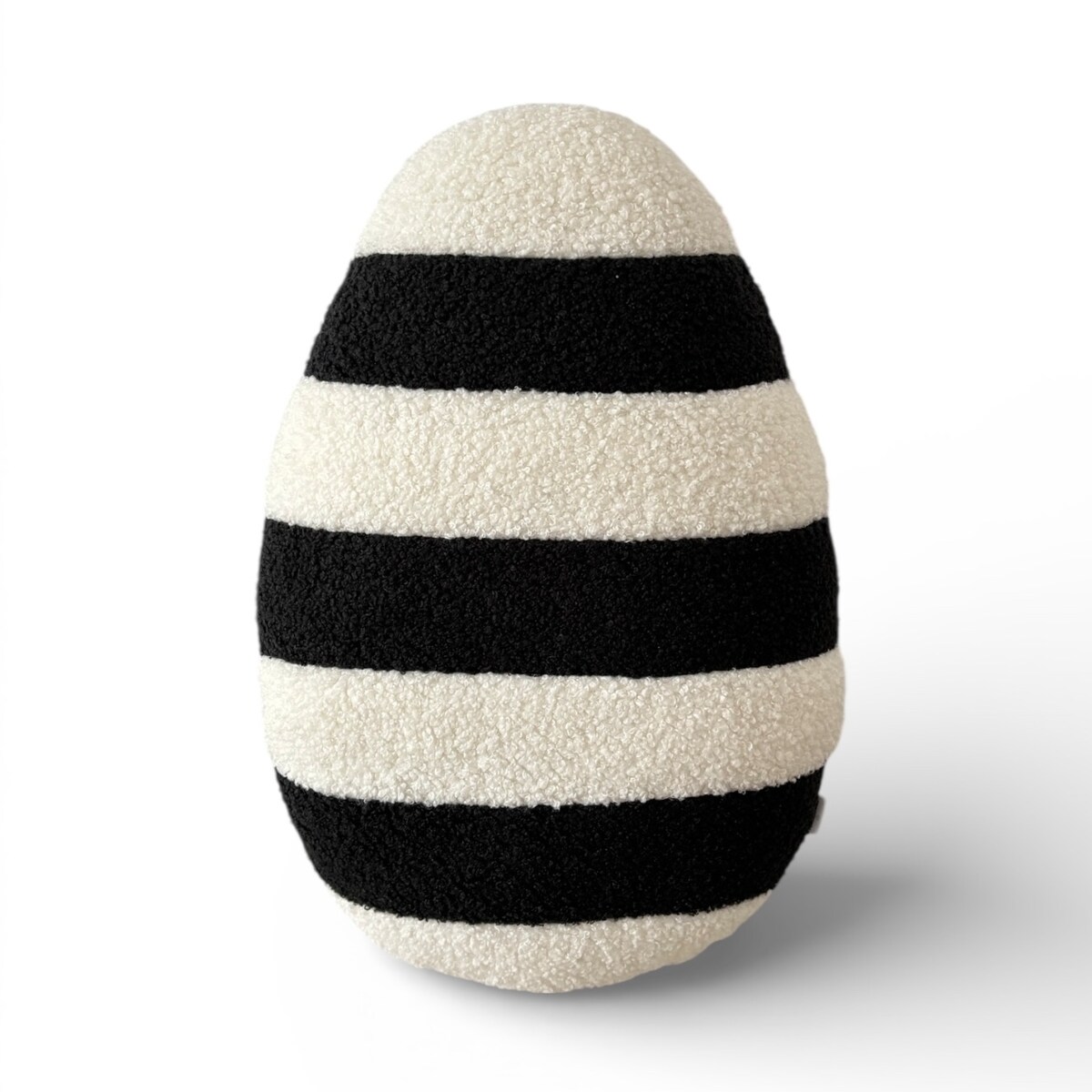Poduszka Jajko pisanka boucle w paski czarny ecru