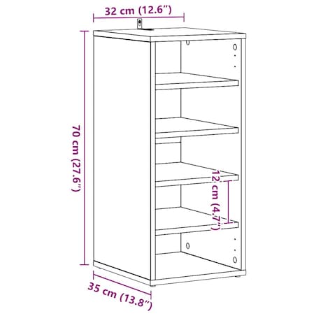 vidaXL Szafka na buty, czarna, 31,5x35x70 cm, materiał drewnopochodny