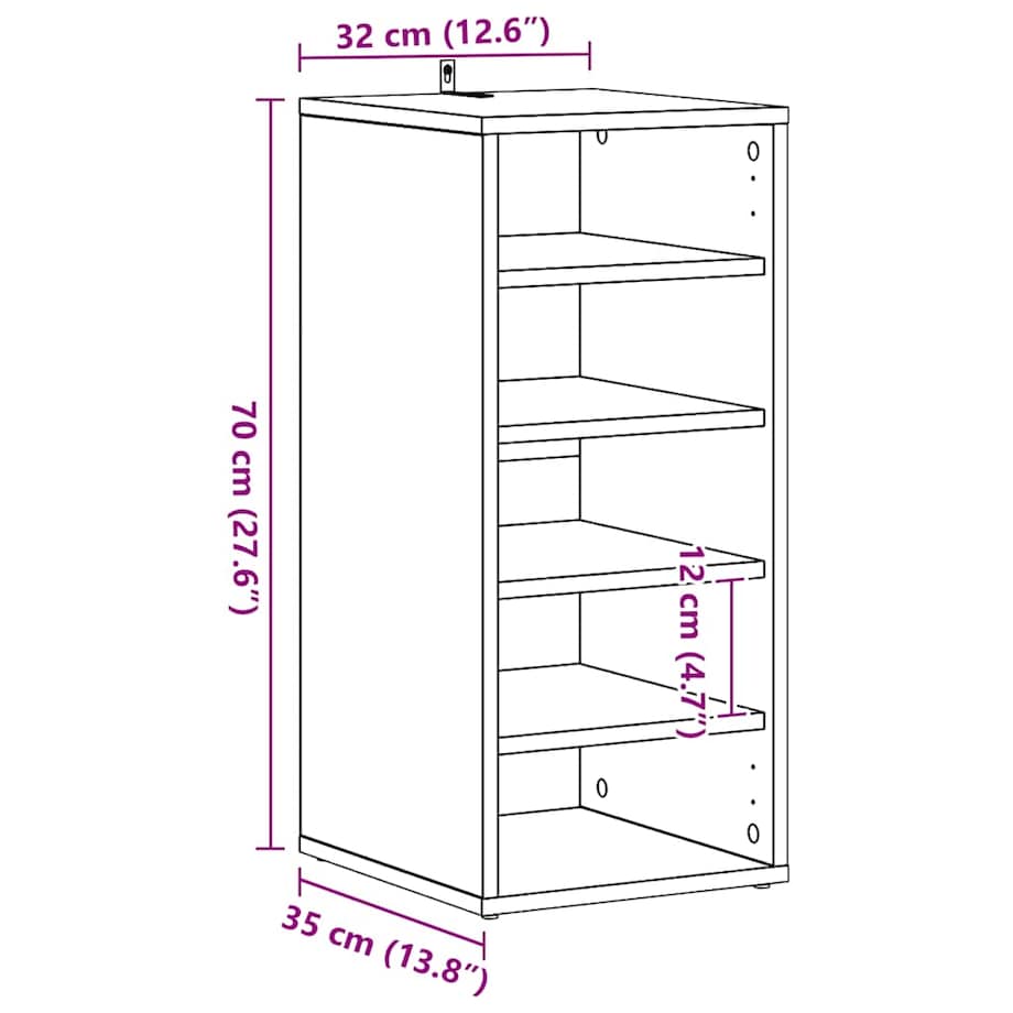 vidaXL Szafka na buty, czarna, 31,5x35x70 cm, materiał drewnopochodny
