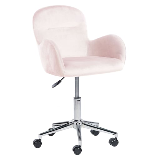 Krzesło biurowe regulowane welurowe różowe PRIDDY