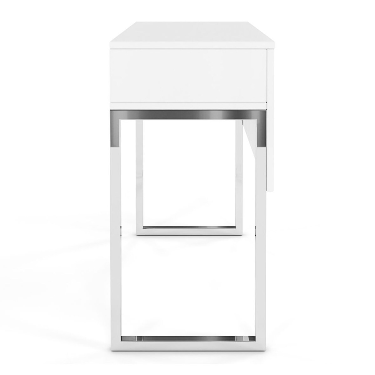 Biała nowoczesna toaletka Dancan EVA ze srebrnym stelażem