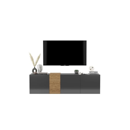 Wisząca Szafka RTV Komoda RTV Loft Grafit połysk 160 cm