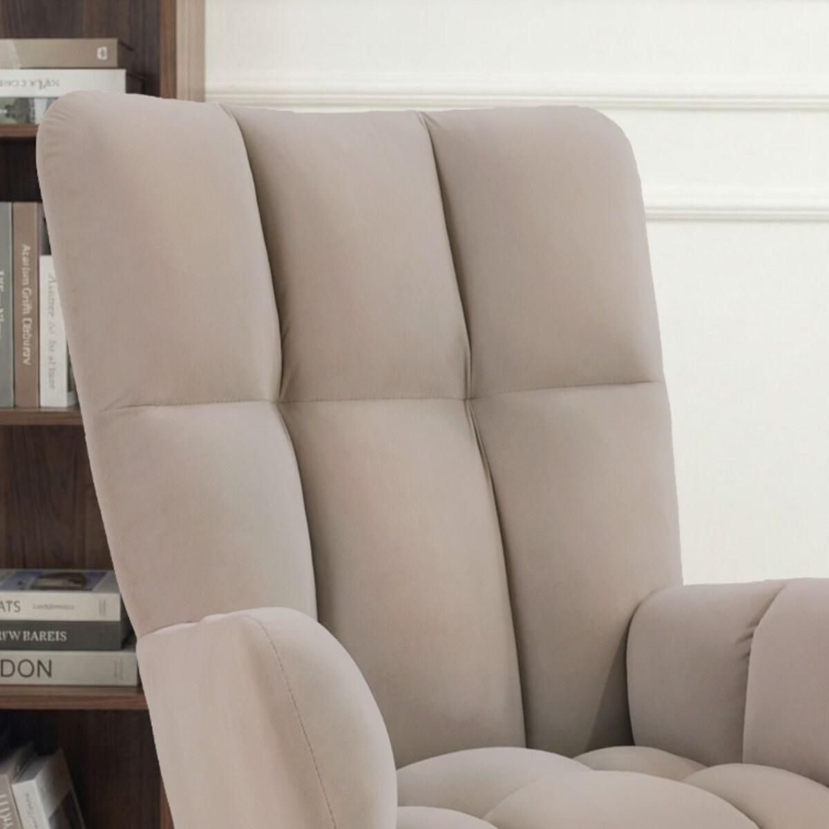 Krzesło tapicerowane obrotowe 180 do salonu jadalni nowoczesne welurowe beżowy