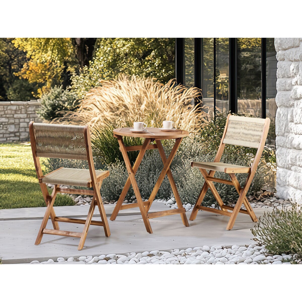 Stolik bistro PROSSEDI 60 cm 60 cm Drewno akacjowe Brązowy