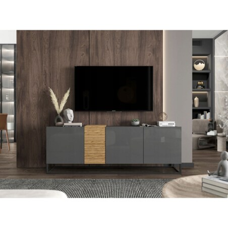 Szafka RTV Loft Komoda RTV Loft Grafit Połysk 160 cm