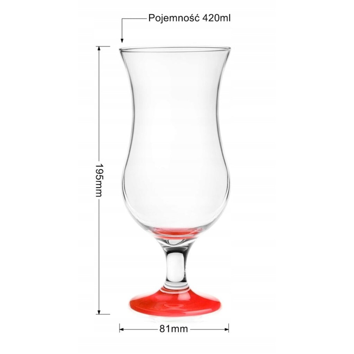 Kieliszek Koktajlowy Czerwony Nóżka 420 ml Piwo Sok Drink Koktajl Glasmark