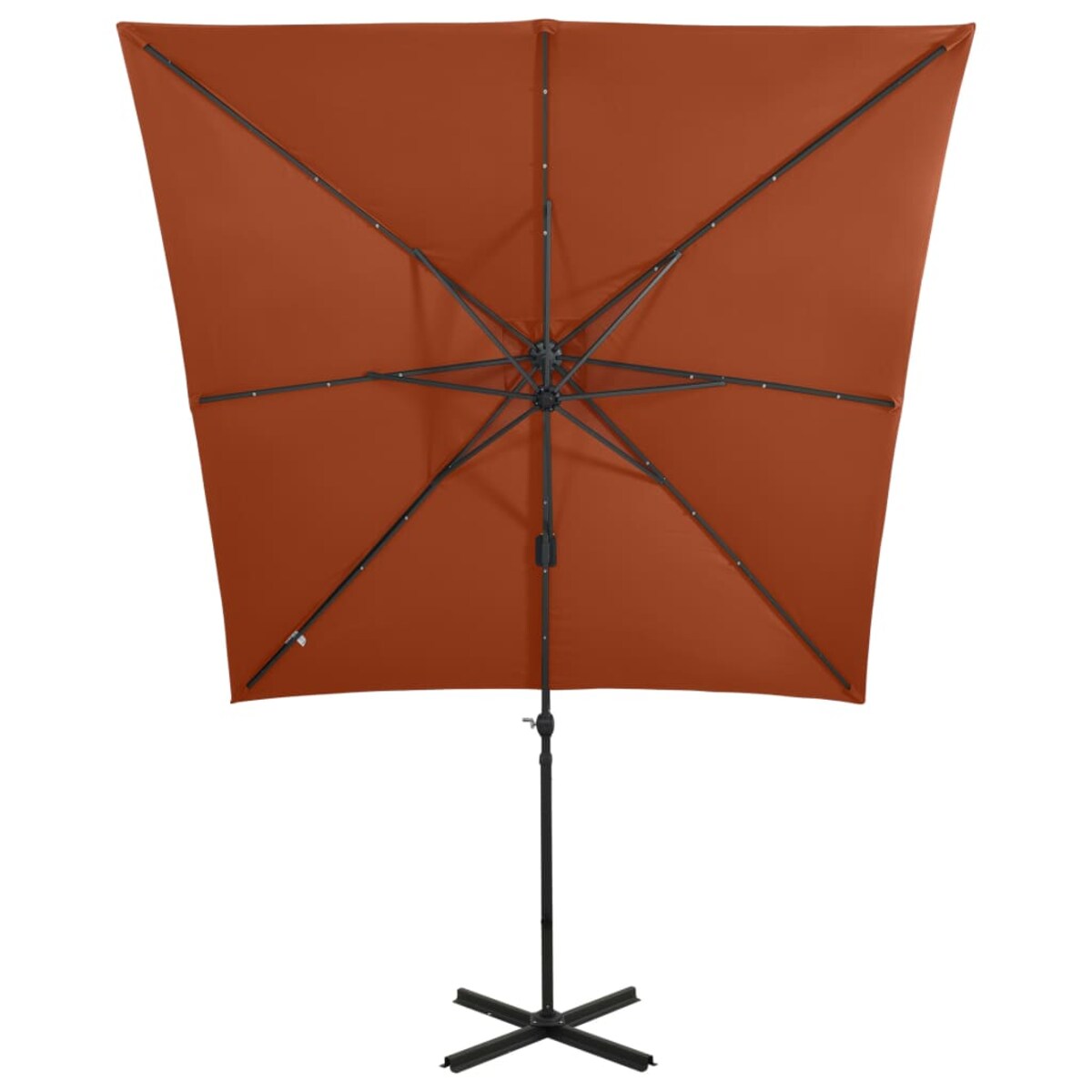 vidaXL Parasol wiszący z lampkami LED i słupkiem, terakota, 250 cm