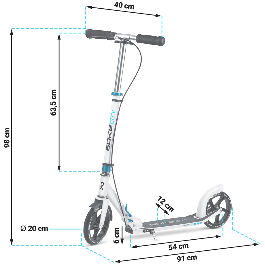 Hulajnoga miejska składana Soke City biała