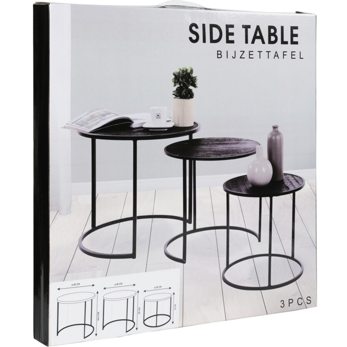 H&S Collection Zestaw trzech stolików bocznych, czarny