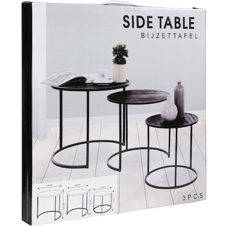 H&S Collection Zestaw trzech stolików bocznych, czarny