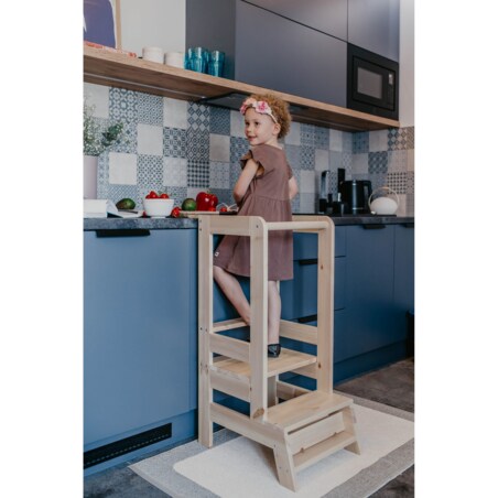 Kitchen Helper Drewniany Pomocnik Kuchenny dla Dziecka, Naturalne Drewno