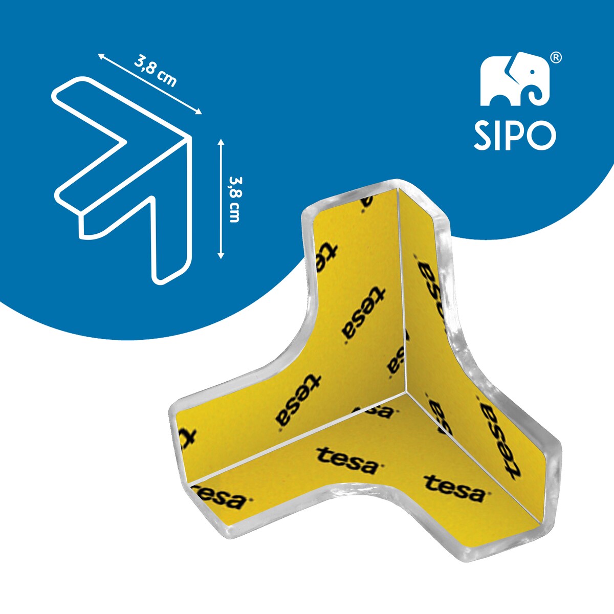 silikonowe narożniki zabezpieczające meble, sipo, zestaw 12 sztuk, transparentne, kształt litery T