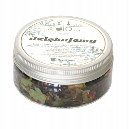 Podziękowanie herbata biała 10g na ŚLUB WESELE KOMUNIĘ prezent upominek