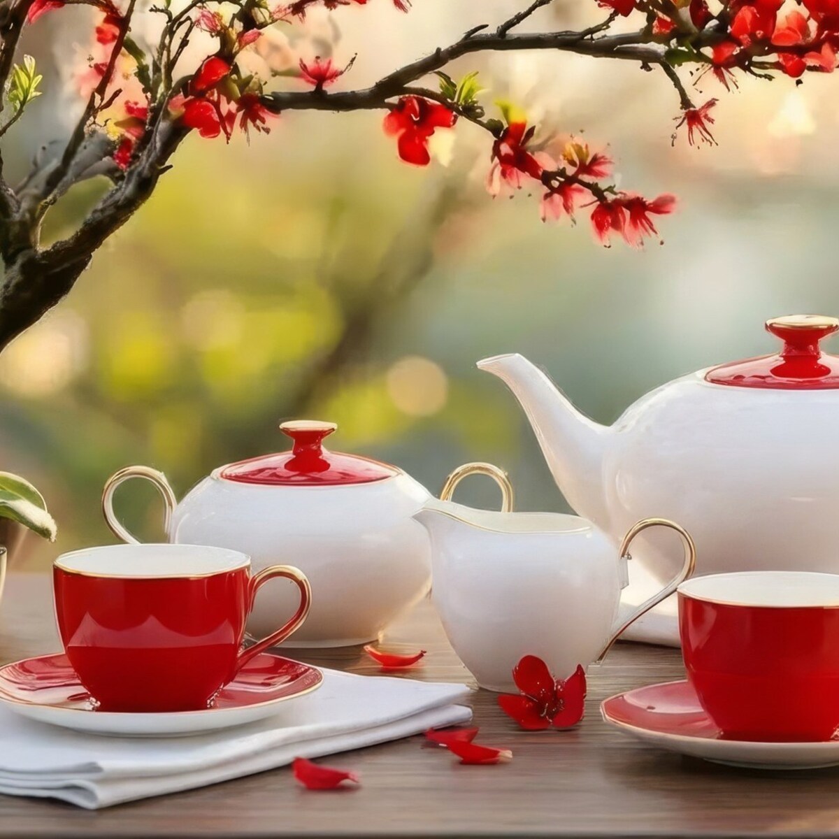 VILLA ITALIA Serwis kawowy na 6 osób porcelanowy Zestaw prezentowy Lady In Red