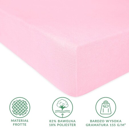 Prześcieradło frotte z gumką 120x200 kolor jasny róż