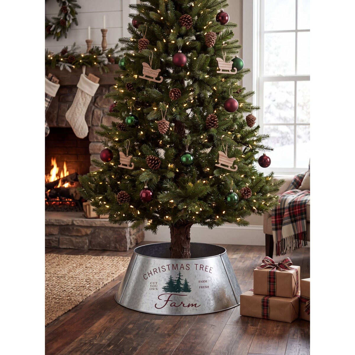 Osłonka pod choinkę ROVANIEMI 65 cm Metal Srebrny