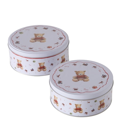 Puszki 2 szt. metalowe świąteczne 16/18x7/8 cm MISHA