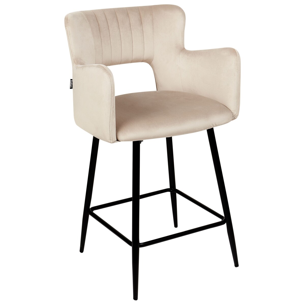 Zestaw 2 krzeseł barowych SANILAC Welur Beżowoszary