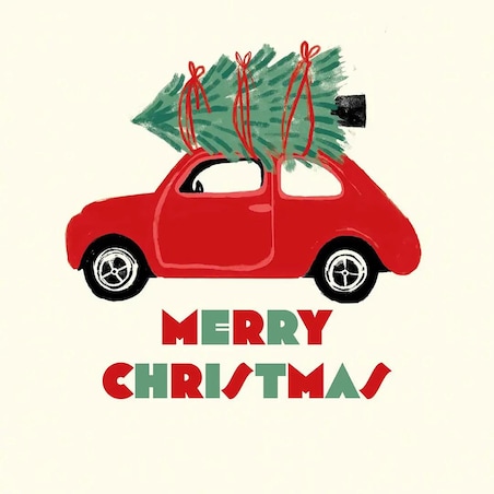 Poduszka świąteczna na krzesło - Świąteczny samochód - Merry Christmas