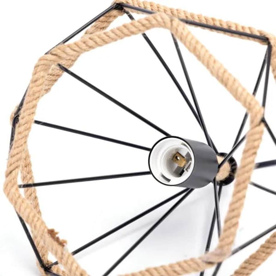 żyrandol metal z liną industrial czarny