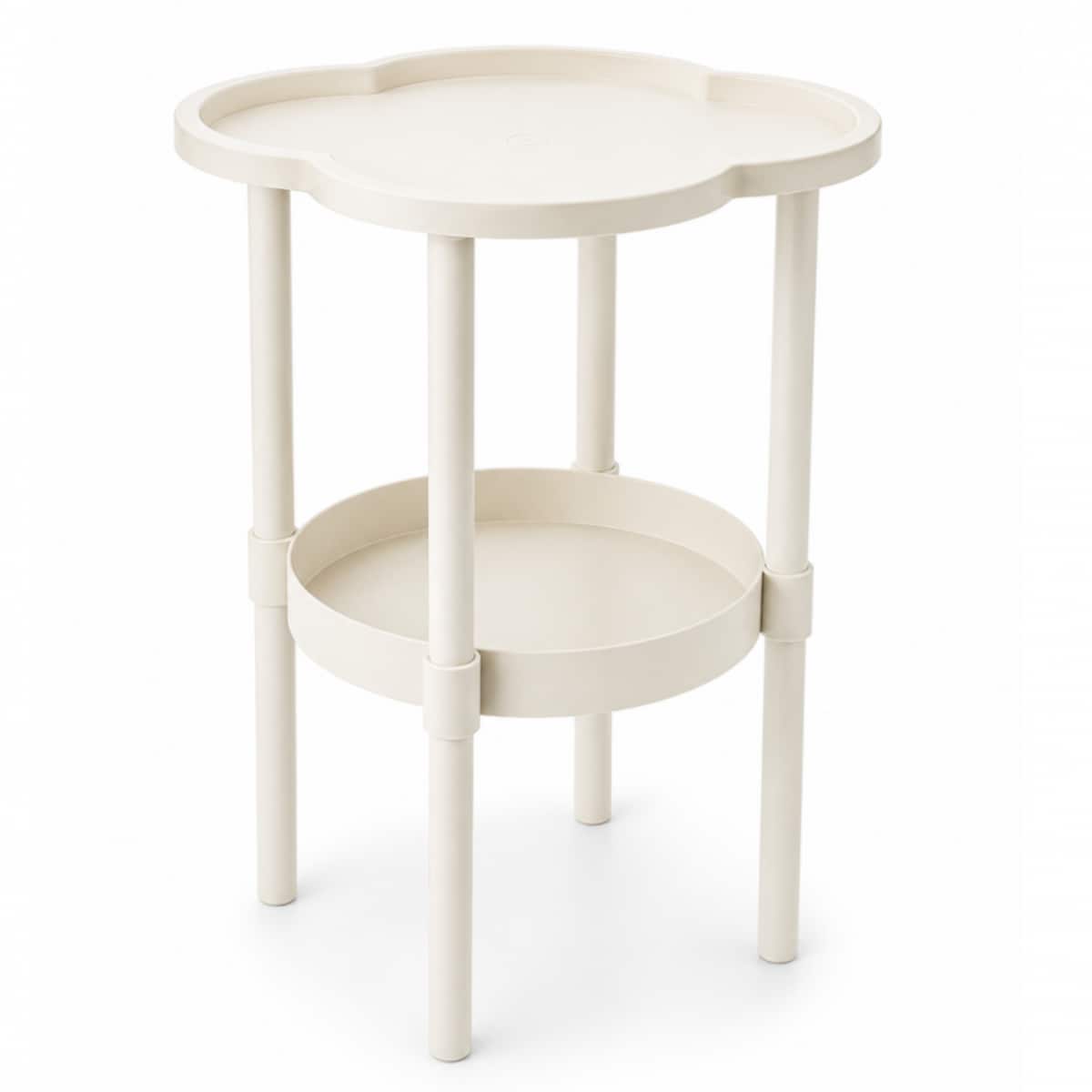 Mobilny stolik kawowy w kształcie koniczyny biały 37x37x46cm STL27B
