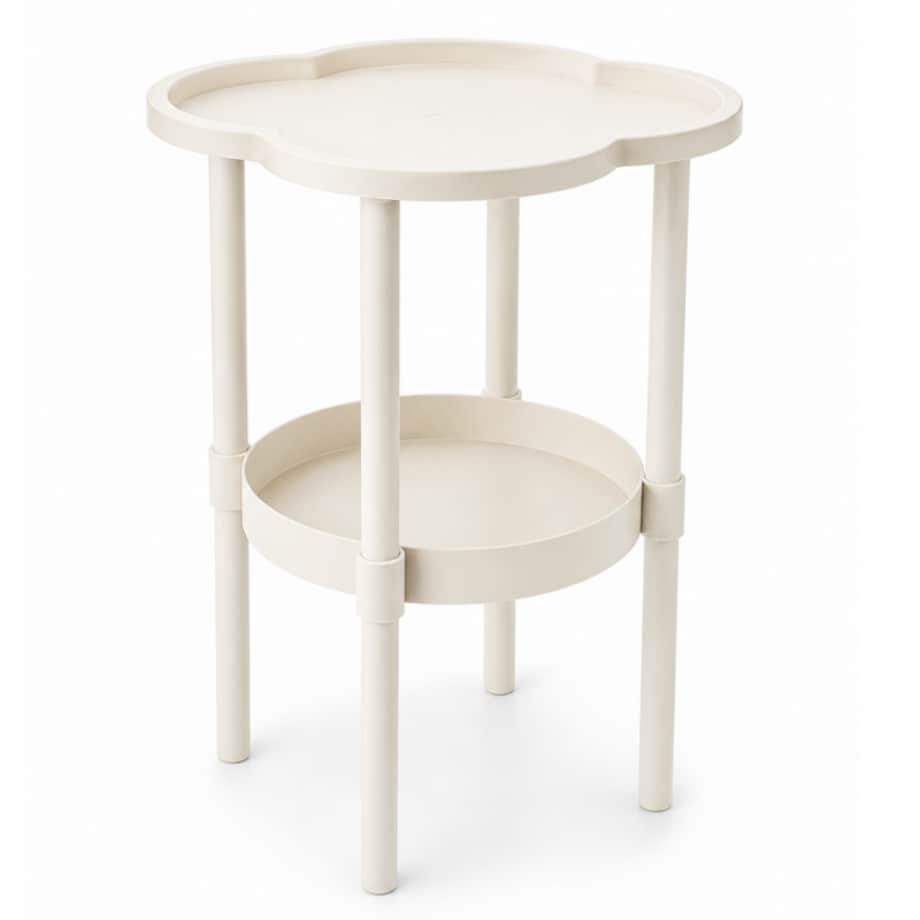 Mobilny stolik kawowy w kształcie koniczyny biały 37x37x46cm STL27B