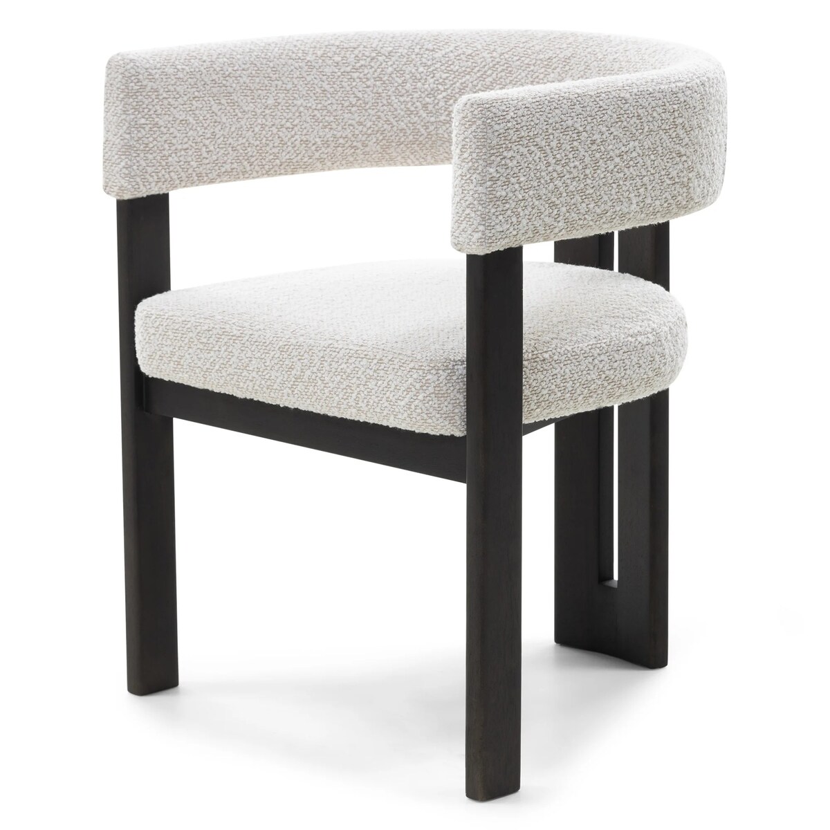 Krzesło do jadalni jasnobeżowe/czarne, bouclé Aya