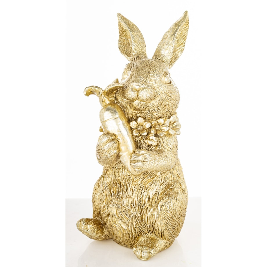 Figurka - złota króliczka z marchewką 16x9x7 cm KAROTO-2