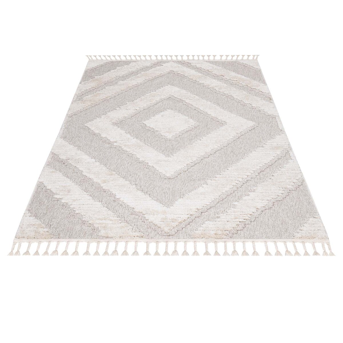 Dywan z frędzlami Cut&Loop Boho-Chic Valora 8130 Krem Szary 160x230