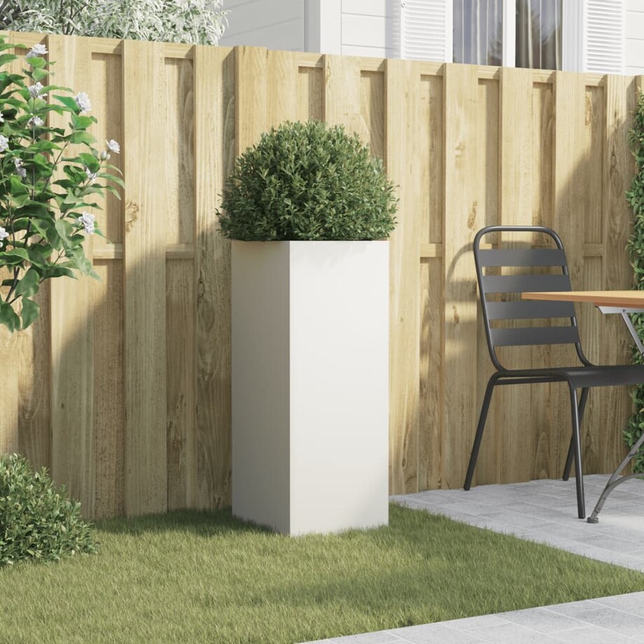 vidaXL Donica, biała, 32x29x75 cm, stal