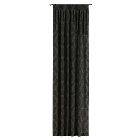 Zasłona na taśmie marszczącej 1 szt. 130x260 czarne liście akantu na grafitowym tle