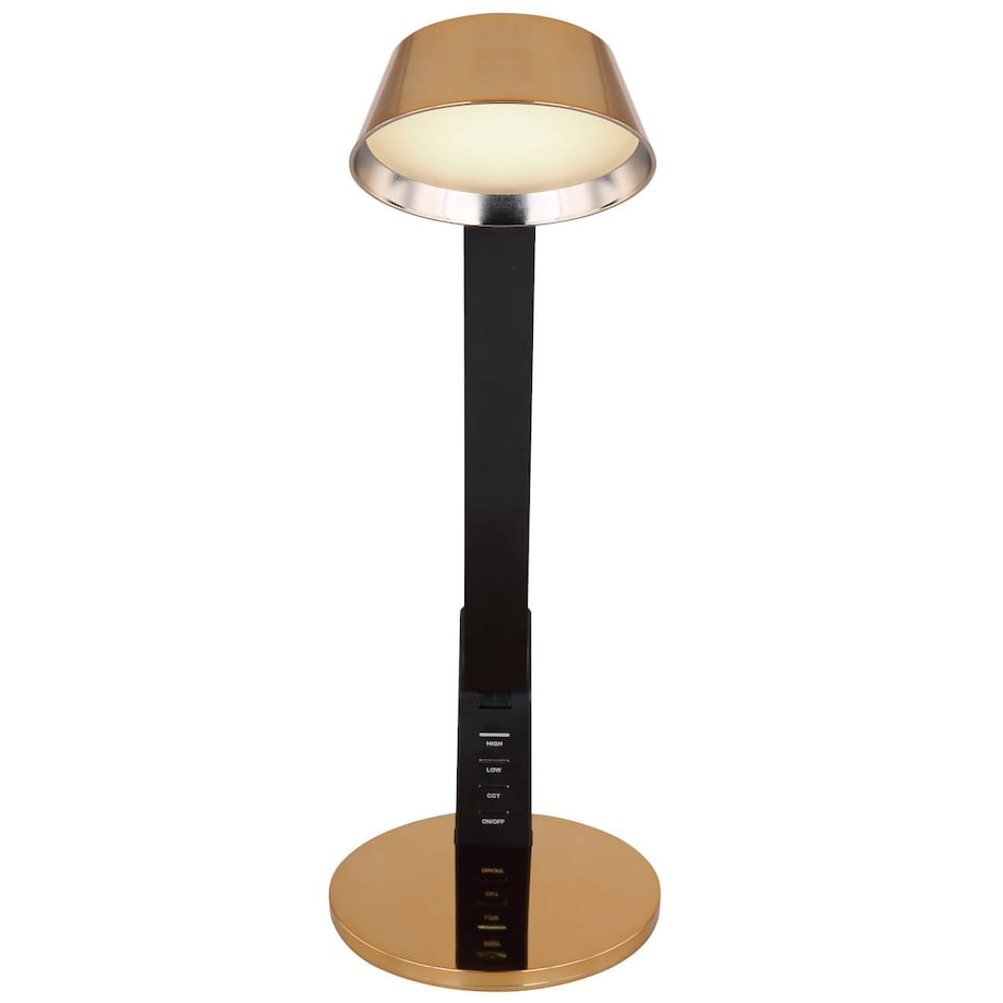Stołowa LAMPA stojąca URSINO 58423 Globo biurkowa LAMPKA metalowa LED 8W 3000K - 6300K z portem USB czarna złota