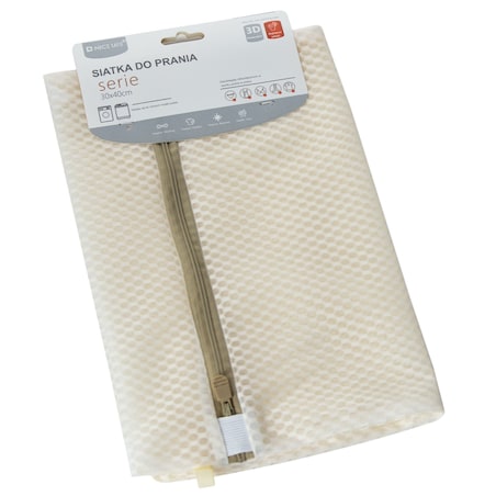 Siatka Worek Na Pranie Ubrań Bielizny Kosz Na Pranie 30X40 Cm Beżowy