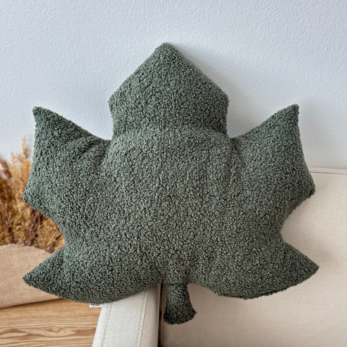 Poduszka jesienna liść Klon zielony boucle