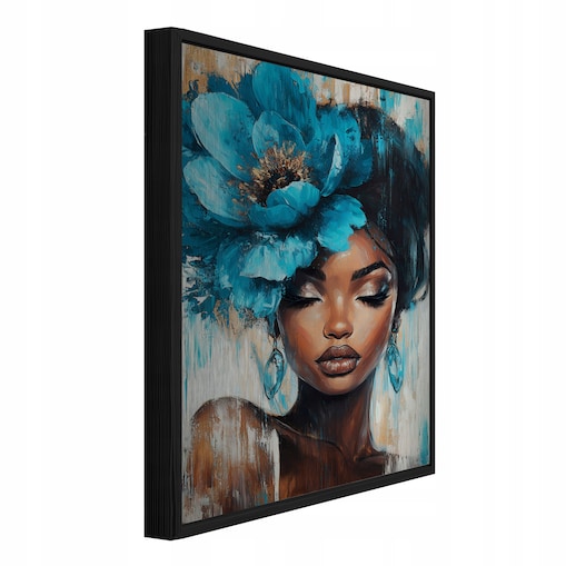 Obraz W Ramie Do Sypialni Salonu Na Metalu Kobieta Loft Niebieski 100x150