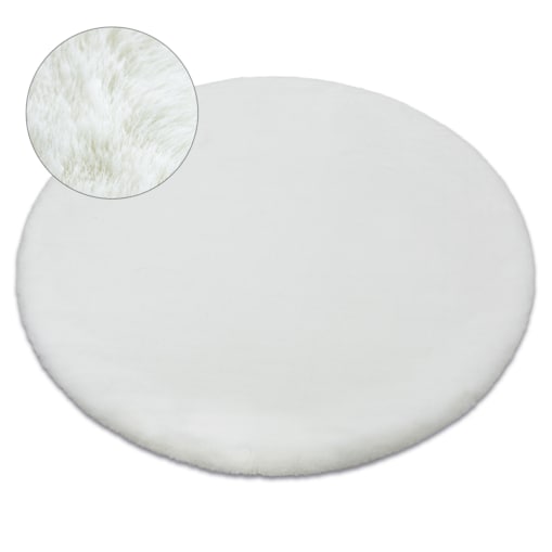 Dywan BUNNY koło biały IMITACJA FUTRA koło 80 cm