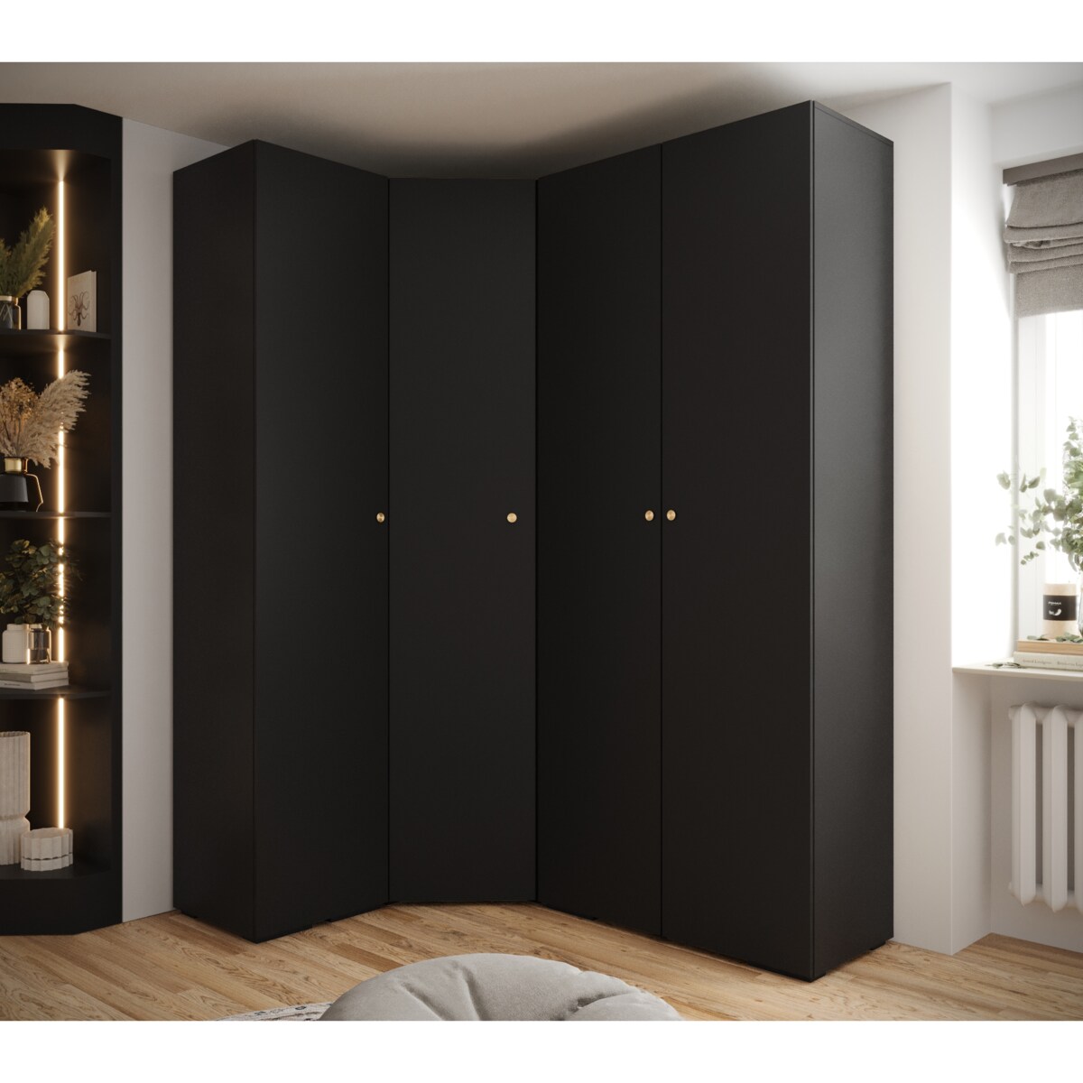 Garderoba wysoka do przedpokoju INOVA 2 Z3 czarny+złoty