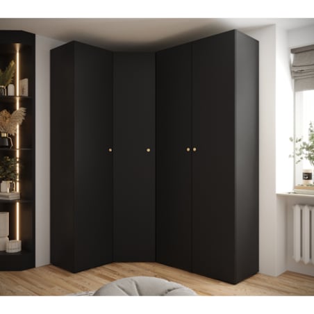 Garderoba wysoka do przedpokoju INOVA 2 Z3 czarny+złoty