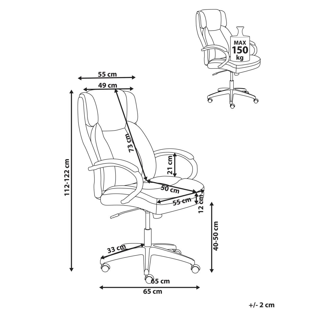 Fotel biurowy Obrotowy HONOR Ekoskóra Czarny