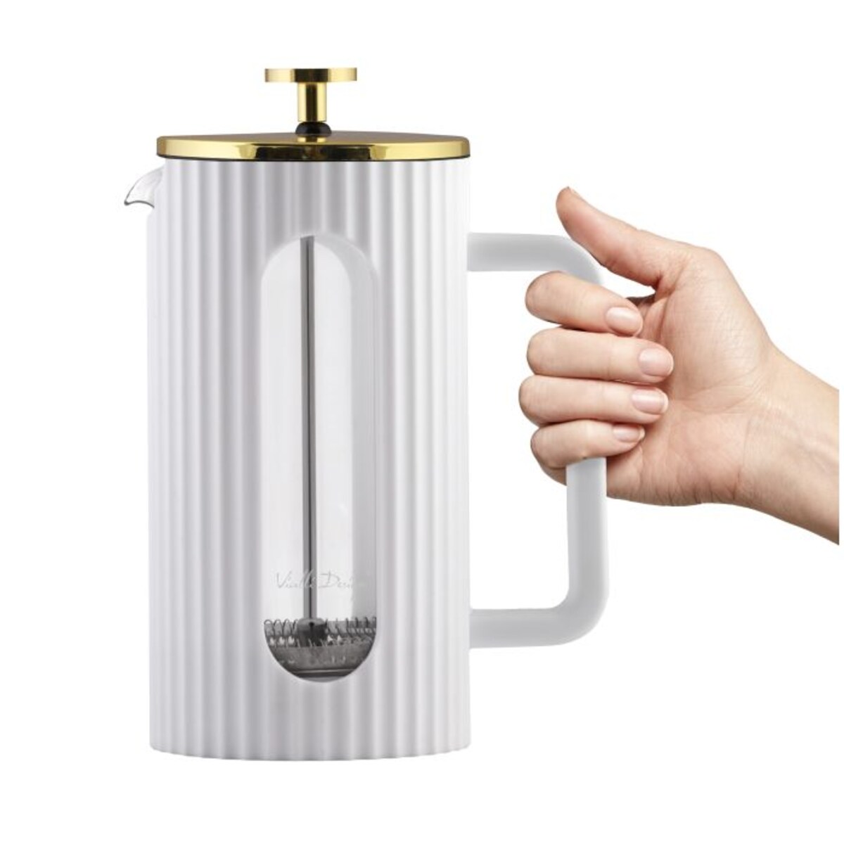 Zaparzacz do kawy i herbaty 1000ml biało/złoty Livio 1708