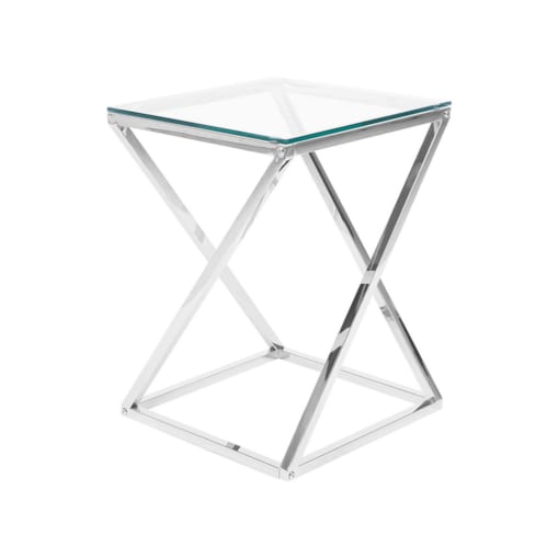 Stolik pomocniczy BEVERLY Szkło Srebrny